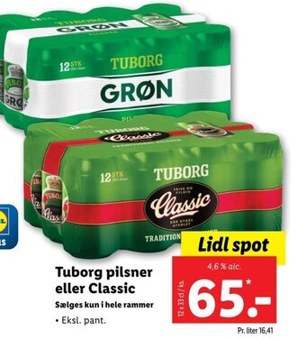 Lidl Tuborg pilsner eller Classic tilbud