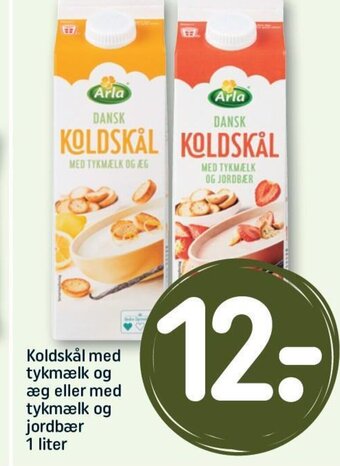 REMA 1000 Koldskål med tykmælk og æg eller med tykmælk og jordbær 1 liter tilbud