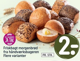 Friskbagt morgenbrød fra håndværksbageren Flere varianter