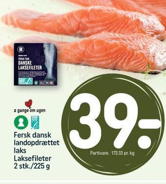 REMA 1000 Fersk dansk landopdrættet laks Laksefileter 2 stk./225 g tilbud