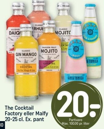 REMA 1000 The Cocktail Factory eller Malfy 20-25 cl. Ex. pant tilbud