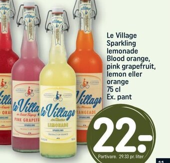 REMA 1000 Le Village Sparkling lemonade Blood orange, pink grapefruit, lemon eller orange 75 cl Ex. pant tilbud