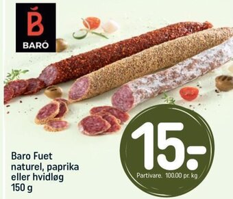 Baro Fuet naturel, paprika eller hvidløg 150 g