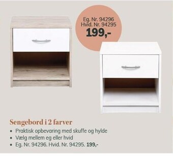 Daells Bolighus Sengebord i 2 farver tilbud