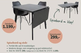Daells Bolighus Spisebord og stole tilbud