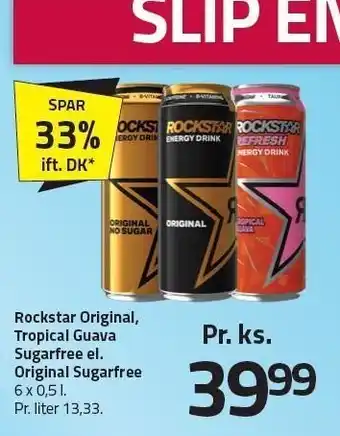 Fleggaard Rockstar original, tropical guava sugarfree eller original sugarfree tilbud