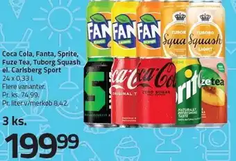 Fleggaard Coca cola, fanta, sprite, fuze tea, tuborg squash el. carlsberg tilbud