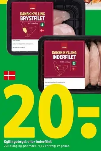 Coop 365 Kyllingebrystfilet el. inderfilet tilbud