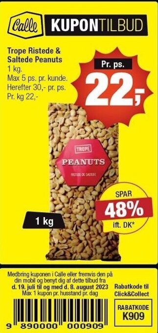 Calle Trope ristede & saltede peanuts tilbud