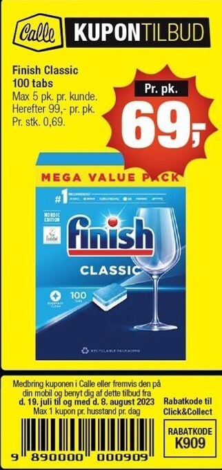 Calle Finish classic 100 tabs tilbud