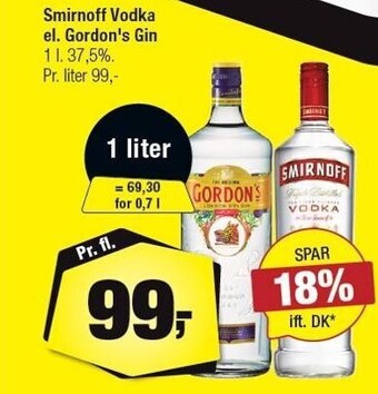 Calle Smirnoff vodka el. gordons gin tilbud