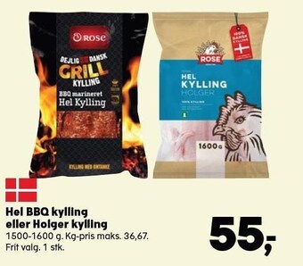 Kvickly Hel bbq kylling eller holger kylling tilbud