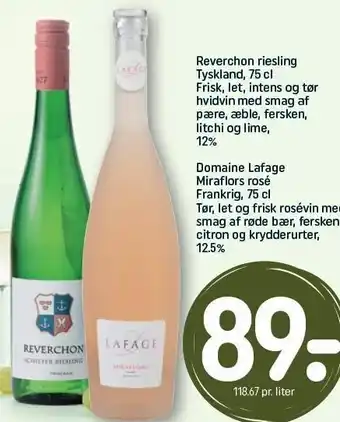 REMA 1000 Reverchon riesling eller domaine lafage miraflors rosé tilbud