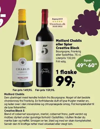 Kvickly Moillard chablis eller spier creative block tilbud