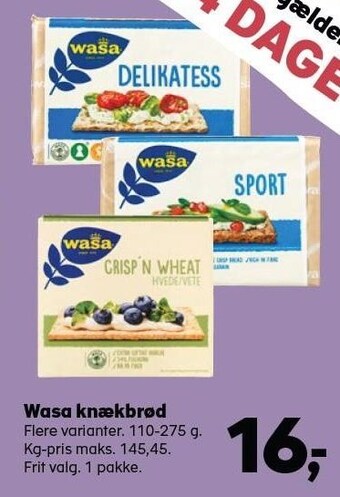 Kvickly Wasa knækbrød tilbud