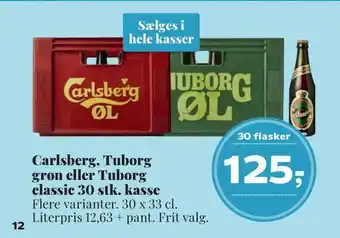 Dagli'Brugsen Carlsberg, tuborg grøn eller tuborg classic 30 stk. kasse tilbud