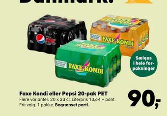 SuperBrugsen Faxe kondi eller pepsi 20-pak pet tilbud