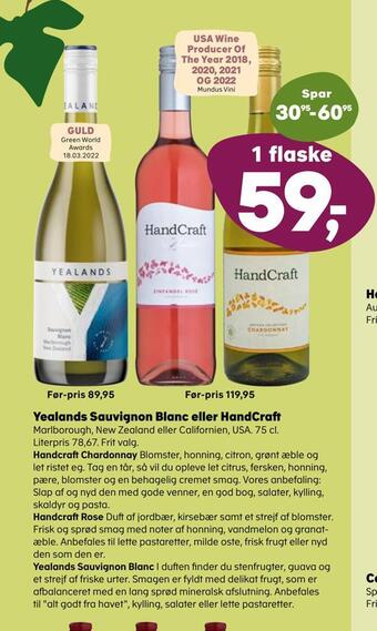 SuperBrugsen Yealands sauvignon blanc eller handcraft tilbud