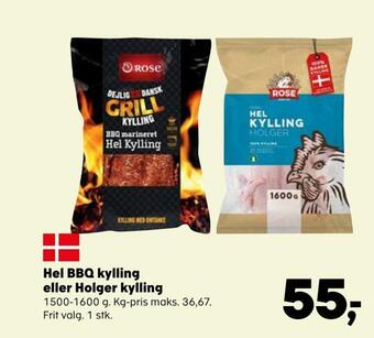 SuperBrugsen Hel bbq kylling eller holger kylling tilbud
