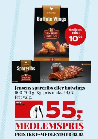 Dagli'Brugsen Jensens spareribs eller hotwings tilbud