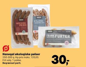 Kvickly Hanegal økologiske pølser tilbud