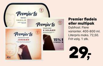 SuperBrugsen Premier flødeis eller multipak tilbud