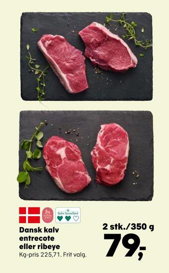 SuperBrugsen Dansk kalv entrecote eller ribeye tilbud