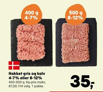 Hakket gris og kalv 4-7% eller 8-12%