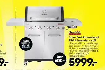 Bilka Char-broil professional pro 4 brænder - stål tilbud
