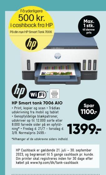 Bilka Hp smart tank 7006 aio tilbud
