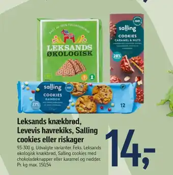 Føtex Leksands knækbrød, levevis havrekiks, salling cookies eller riskager tilbud