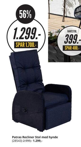 My Home Patras recliner stol med hynde tilbud