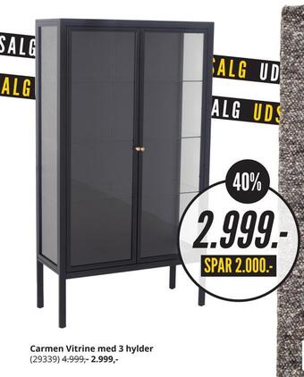 My Home Carmen vitrine med 3 hylder tilbud
