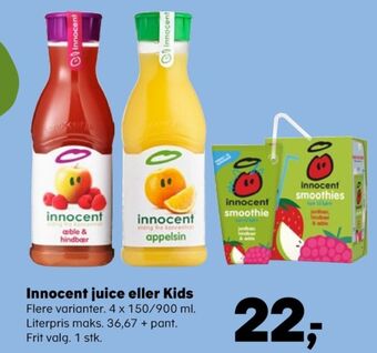 SuperBrugsen Innocent æblejuice, hindbær tilbud