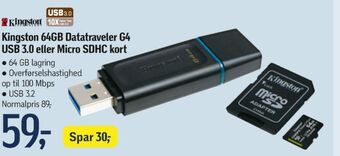 Føtex Kingston usb memory stick tilbud