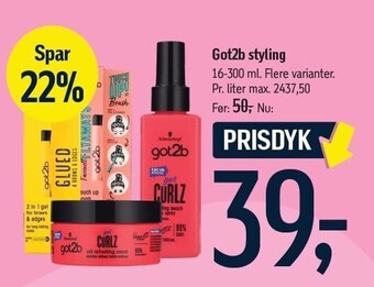 Føtex Got2b styling 16-300 ml. - flere varianter tilbud