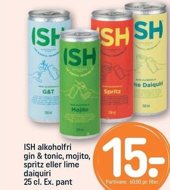 REMA 1000 Ish alkoholfri gin & tonic, mojito, spritz eller lime daiquiri tilbud
