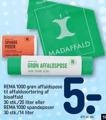 REMA 1000 Rema 1000 grøn affaldspose til affaldssortering af bioaffald tilbud