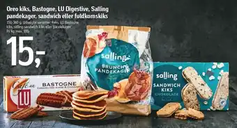 Føtex Oreo kiks, bastogne, lu digestive, salling pandekager, sandwich eller fuldhornskiks tilbud