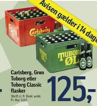 Føtex Carlserg, grøn tuborg eller tuborg classic flasker tilbud