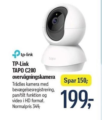 Føtex Tp-link tapo c200 overvågningskamera tilbud