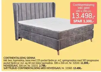Daells Bolighus Continentalseng sienna eller hovedgavl tilbud