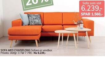 Daells Bolighus Sofa med chaiselong tilbud