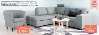 Daells Bolighus Sofa med stor chaiselong eller clubstol tilbud