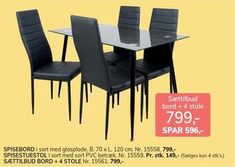 Daells Bolighus Sættilbud bord + 4 stole tilbud
