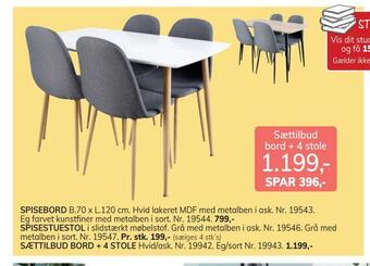 Daells Bolighus Bord + 4 stole tilbud