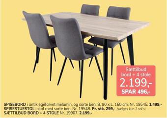 Daells Bolighus Sættilbud bord + 4 stole tilbud