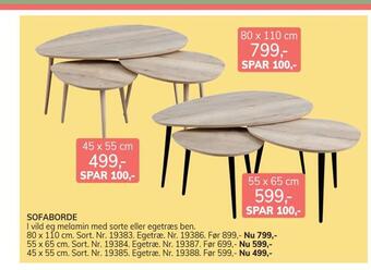 Daells Bolighus Sofaborde tilbud