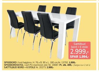 Daells Bolighus Bord + 6 stole tilbud