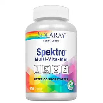 Solaray spektro multi-vita-min m. jern og k2 - 200 kap